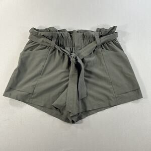 Athleta Skyline Short High Rise Green Paperbag Tie Waist Womens 6 Belted Summer